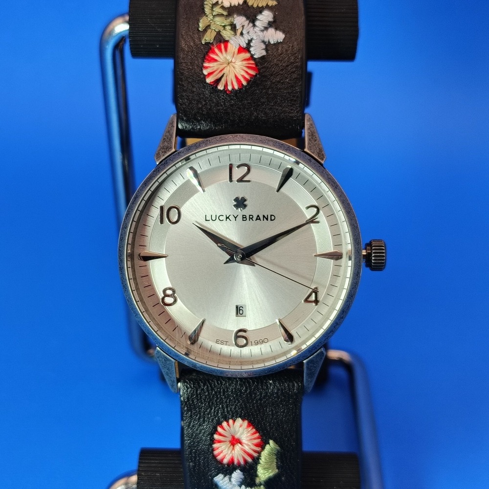 2019 Lucky Brand & Co Flowers Embroidered Strap 34mm Women's Quartz Watch Mint